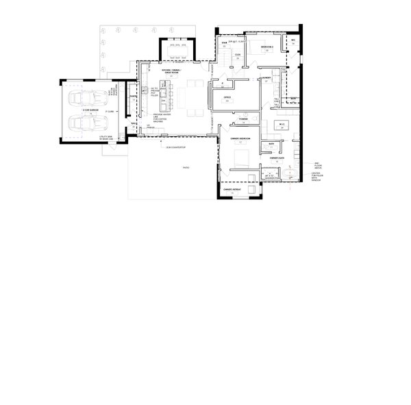 House Blueprint - Floor Plan - Main Floor for Contemporary House Plan #1129-18 - 4 bed, 3.5 bath