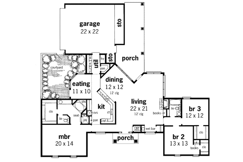 Home Plan - Floor Plan - Main Floor for European House Plan #45-135 - 3 bed, 2 bath