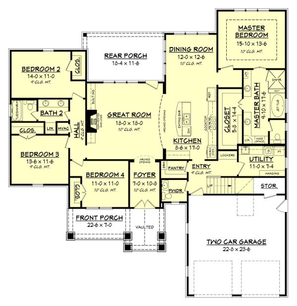 Craftsman Floor Plan - Main Floor Plan #430-152