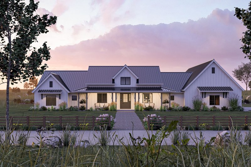 House Plan Design - Exterior - Front Elevation 3 for Farmhouse House Plan #455-706 - 4 bed, 3.5 bath