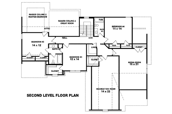 Floor Plan - Upper Floor for Traditional House Plan #81-978 - 4 bed, 3.5 bath