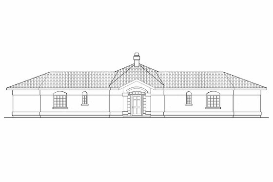 Exterior - Rear Elevation for Mediterranean House Plan #124-430 - 2 bed, 2.5 bath