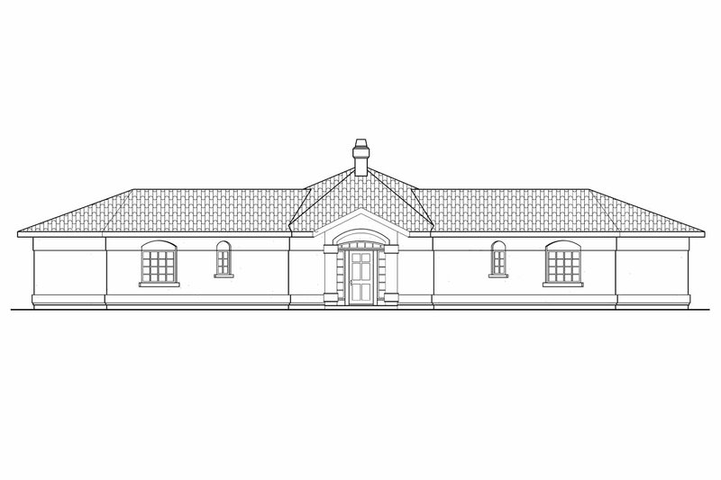 Home Plan - Exterior - Rear Elevation for Mediterranean House Plan #124-430 - 2 bed, 2.5 bath