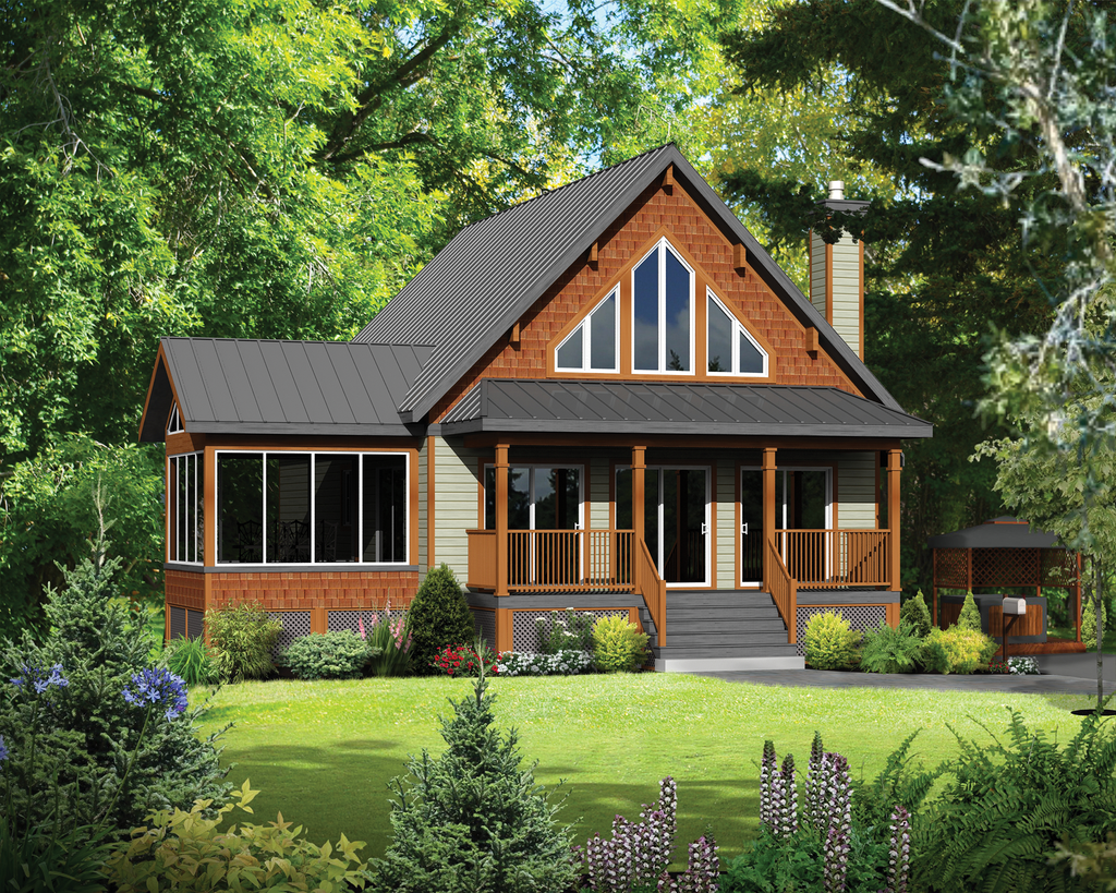 Cabin Style House Plan - 4 Beds 1 Baths 1440 Sq/Ft Plan ...
