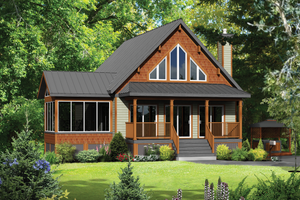 Cabin Exterior - Front Elevation Plan #25-4291