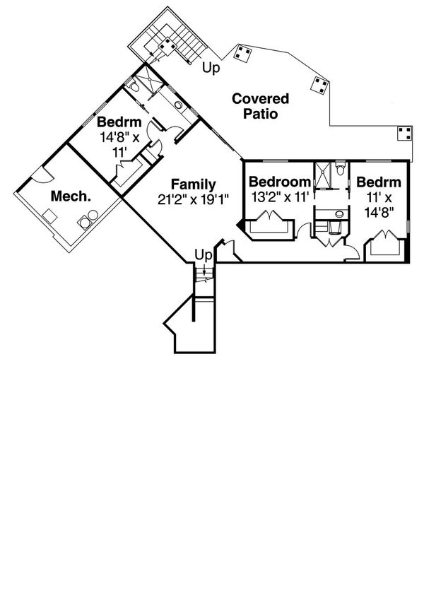 Craftsman Floor Plan - Lower Floor Plan #124-913