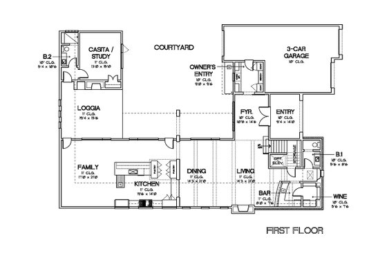 Floor Plan - Main Floor for Contemporary House Plan #449-21 - 4 bed, 5.5 bath