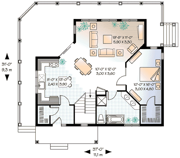 House Plan Design - Cottage Floor Plan - Main Floor Plan #23-421