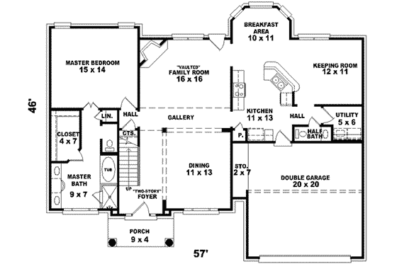 Floor Plan - Main Floor for European House Plan #81-807 - 4 bed, 2.5 bath