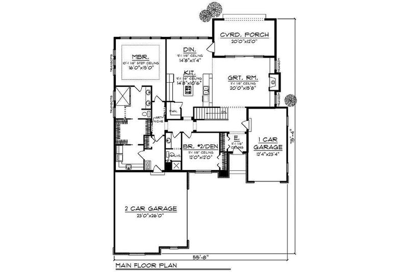 House Blueprint - Floor Plan - Main Floor for European House Plan #70-867 - 2 bed, 1 bath