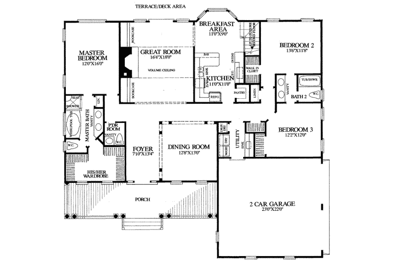 Dream House Plan - Floor Plan - Main Floor for Country House Plan #137-182 - 4 bed, 3 bath