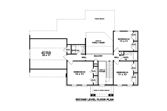 Floor Plan - Upper Floor for Classical House Plan #81-13650 - 4 bed, 3.5 bath
