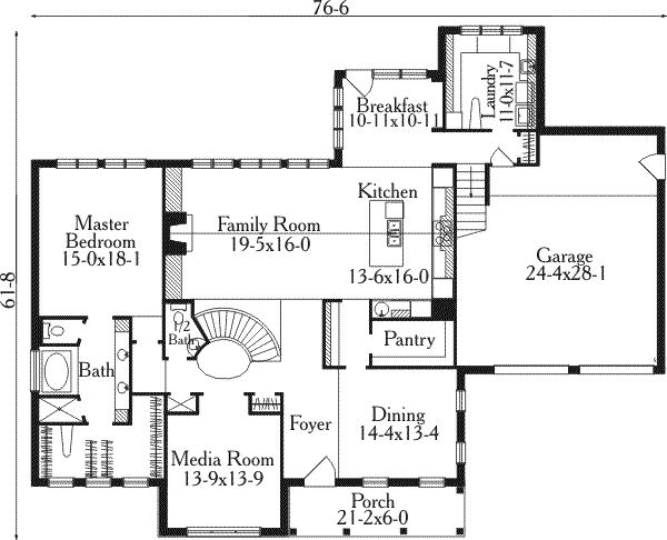 House Plan Design - Traditional Floor Plan - Main Floor Plan #406-226