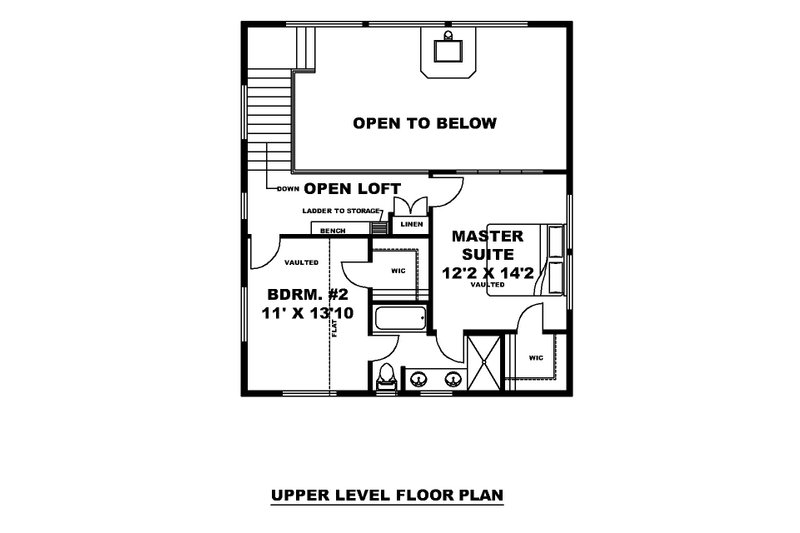 Architectural House Design - Floor Plan - Upper Floor for Country House Plan #117-902 - 2 bed, 1.5 bath