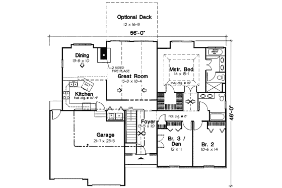 Floor Plan - Main Floor for Traditional House Plan #312-159 - 3 bed, 2 bath