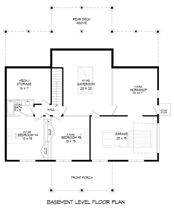 Traditional Floor Plan - Lower Floor Plan #932-741