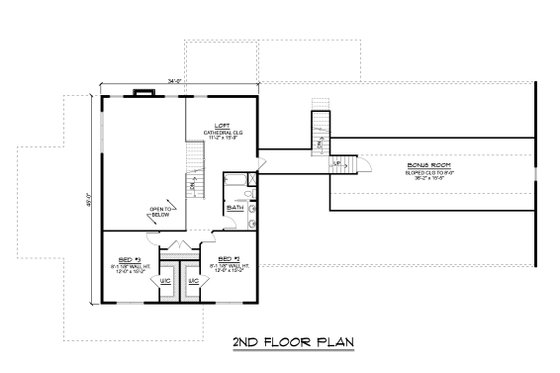 Floor Plan - Upper Floor for Barndominium House Plan #1064-160 - 3 bed, 2.5 bath