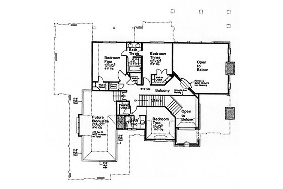 Floor Plan - Upper Floor for European House Plan #310-996 - 4 bed, 3 bath
