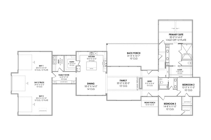 House Design - Floor Plan - Main Floor for Modern House Plan #1096-72 - 3 bed, 2 bath