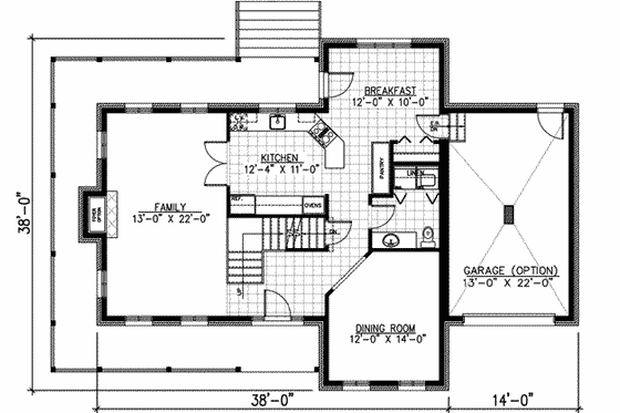 Floor Plan - Main Floor for European House Plan #138-141 - 3 bed, 2.5 bath