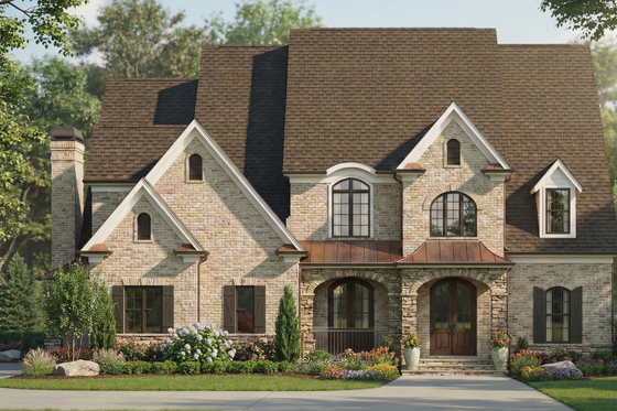 Exterior - Front Elevation 3 for European House Plan #119-293 - 4 bed, 3.5 bath