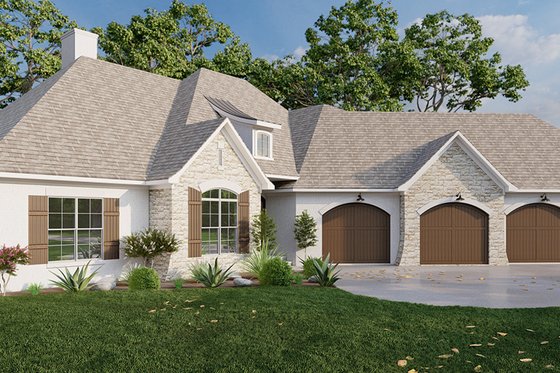 Exterior - Front Elevation 3 for European House Plan #923-300 - 4 bed, 2.5 bath