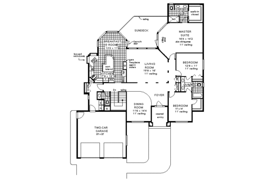 Floor Plan - Main Floor for European House Plan #18-180 - 3 bed, 2.5 bath