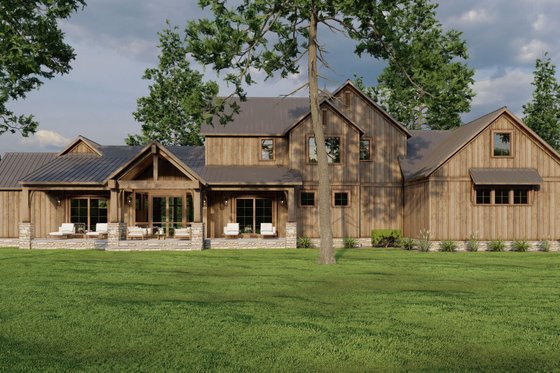 Exterior - Rear Elevation for Farmhouse House Plan #923-340 - 4 bed, 4.5 bath