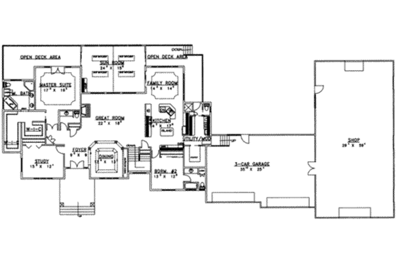 Floor Plan - Main Floor for Traditional House Plan #117-243 - 5 bed, 5.5 bath