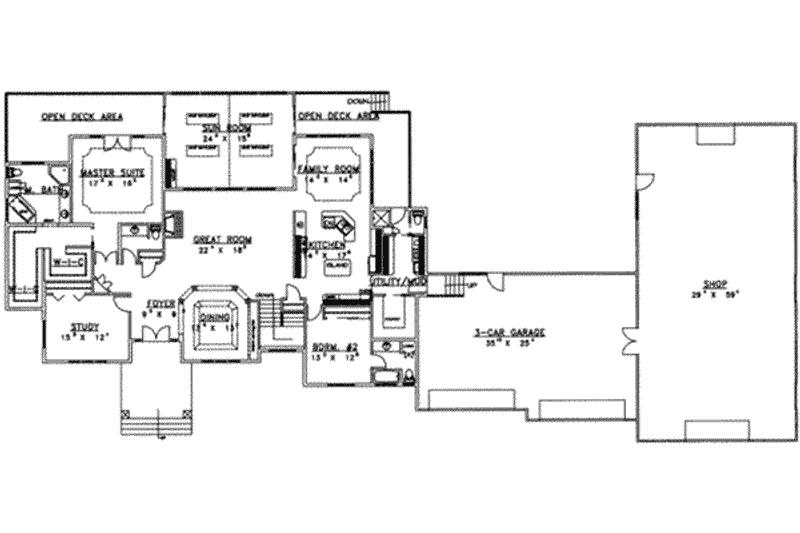 Architectural House Design - Floor Plan - Main Floor for Traditional House Plan #117-243 - 5 bed, 5.5 bath