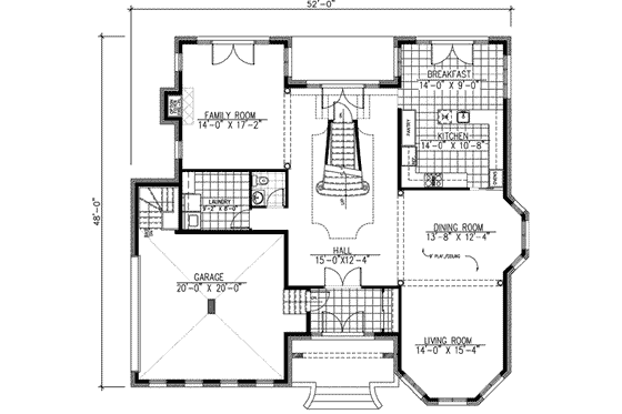 Floor Plan - Main Floor for European House Plan #138-171 - 4 bed, 2.5 bath