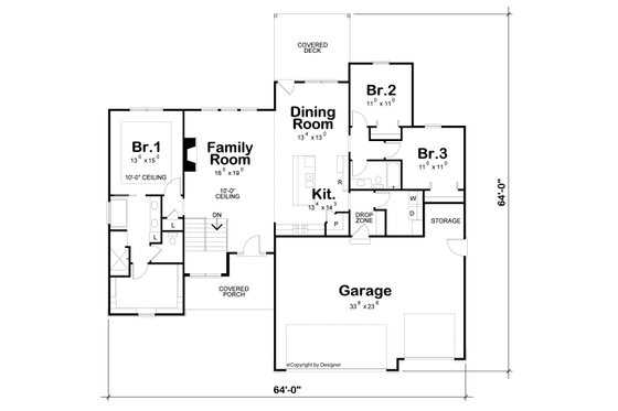 Floor Plan - Main Floor for Farmhouse House Plan #20-2541 - 3 bed, 2 bath