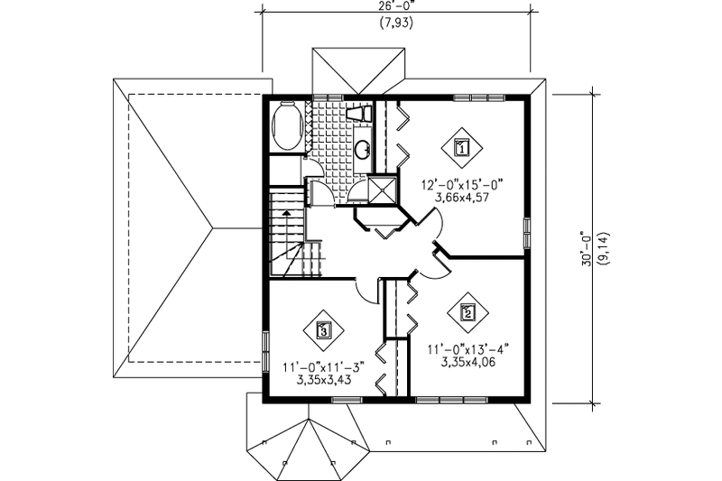 Dream House Plan - Floor Plan - Upper Floor for Victorian House Plan #25-2022 - 3 bed, 1.5 bath
