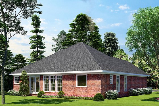 Exterior - Rear Elevation for Ranch House Plan #17-1044 - 3 bed, 2 bath