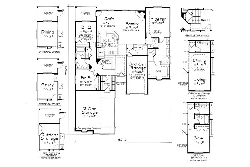 Architectural House Design - Floor Plan - Main Floor for Traditional House Plan #20-2108 - 3 bed, 2 bath