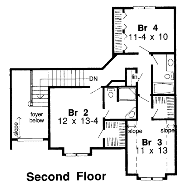 Traditional Floor Plan - Upper Floor Plan #312-315