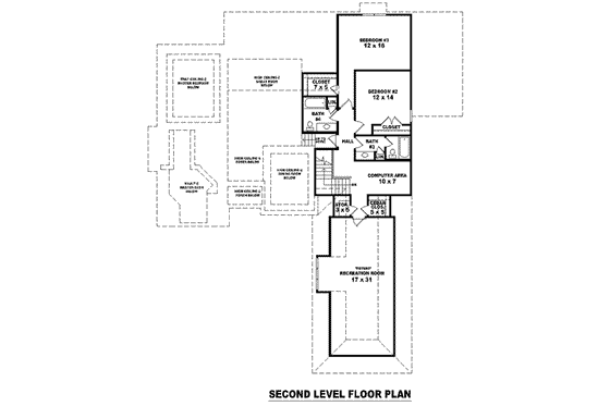 Floor Plan - Upper Floor for European House Plan #81-1577 - 3 bed, 4 bath