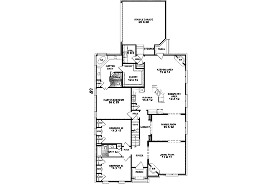 Floor Plan - Main Floor for Traditional House Plan #81-445 - 3 bed, 2 bath