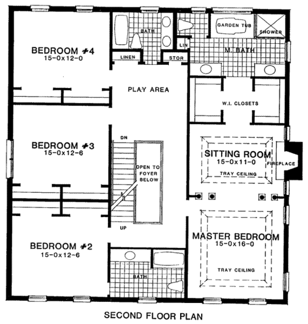 Colonial Floor Plan - Upper Floor Plan #322-120