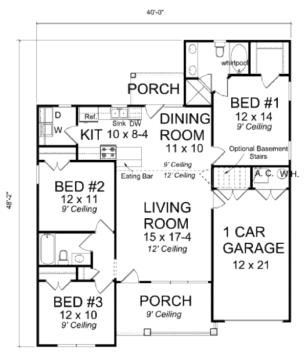 Home Plan - Traditional Floor Plan - Main Floor Plan #513-9