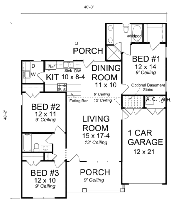 Architectural House Design - Traditional Floor Plan - Main Floor Plan #513-9
