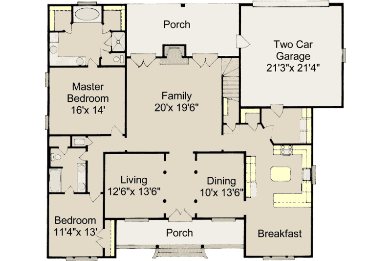Dream House Plan - Floor Plan - Main Floor for European House Plan #37-118 - 4 bed, 3 bath