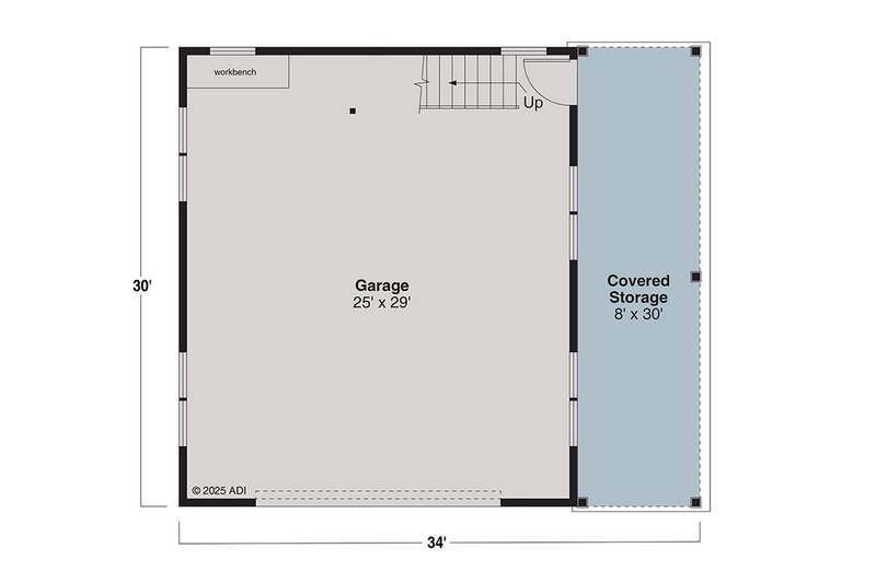 Home Plan - Floor Plan - Main Floor for Craftsman House Plan #124-1425, 1 bath