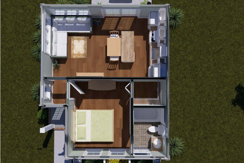 Architectural House Design - Floor Plan - Main Floor 1 for Cottage House Plan #513-2417 - 1 bed, 1 bath