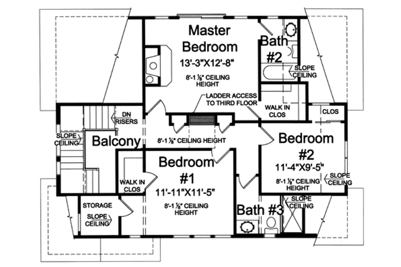 Dream House Plan - Floor Plan - Upper Floor for Country House Plan #46-476 - 3 bed, 3 bath