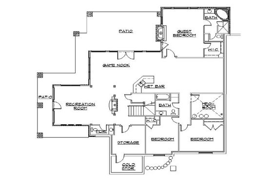 Floor Plan - Lower Floor for Craftsman House Plan #5-466 - 6 bed, 6 bath