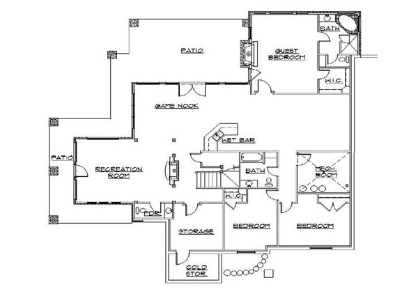 Home Plan - Craftsman Floor Plan - Lower Floor Plan #5-466