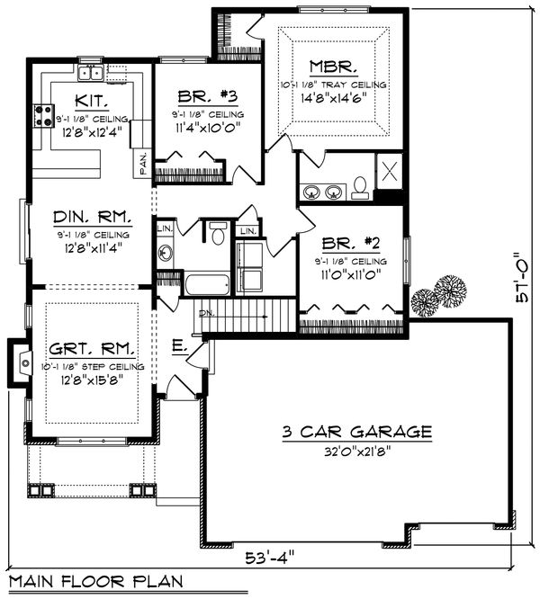 Home Plan - Ranch Floor Plan - Main Floor Plan #70-1207