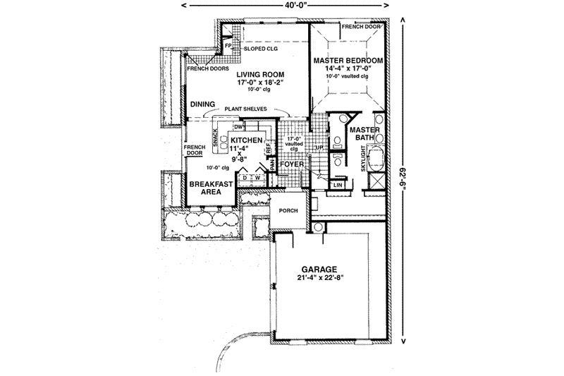 House Blueprint - Floor Plan - Main Floor for European House Plan #410-304 - 3 bed, 2.5 bath