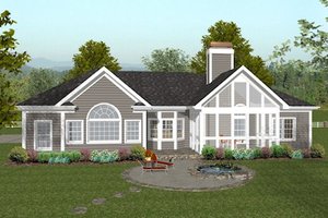 Exterior - Rear Elevation for Traditional House Plan #56-573 - 4 bed, 3.5 bath